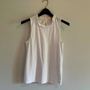 t. la Anthropologie white ruffle neck cotton tank S